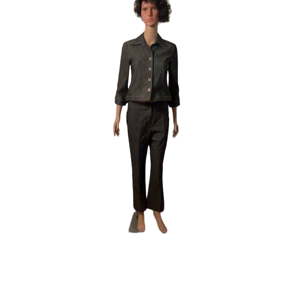 RENFEW Women 2PC Denim Gray/Black Cotton and Polyester Pant Suit Size XS
